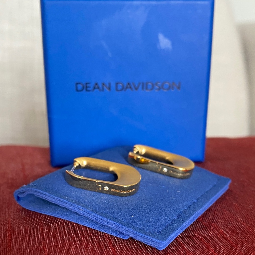 Dean Davidson Women's Gold-Tone Oval Hoop Earrings with small j